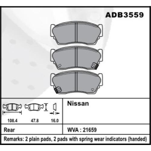 JGO. PASTILLAS FRENO NISSAN SENTRA TAXI B13 91...2016 108.3X48.6X16.50-WVA21657-21659 COMLINE