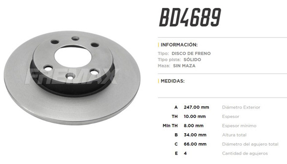 DISCO DE FRENO PEUGEOT 106/205/206/306/309/CITROEN SAXO/ZX