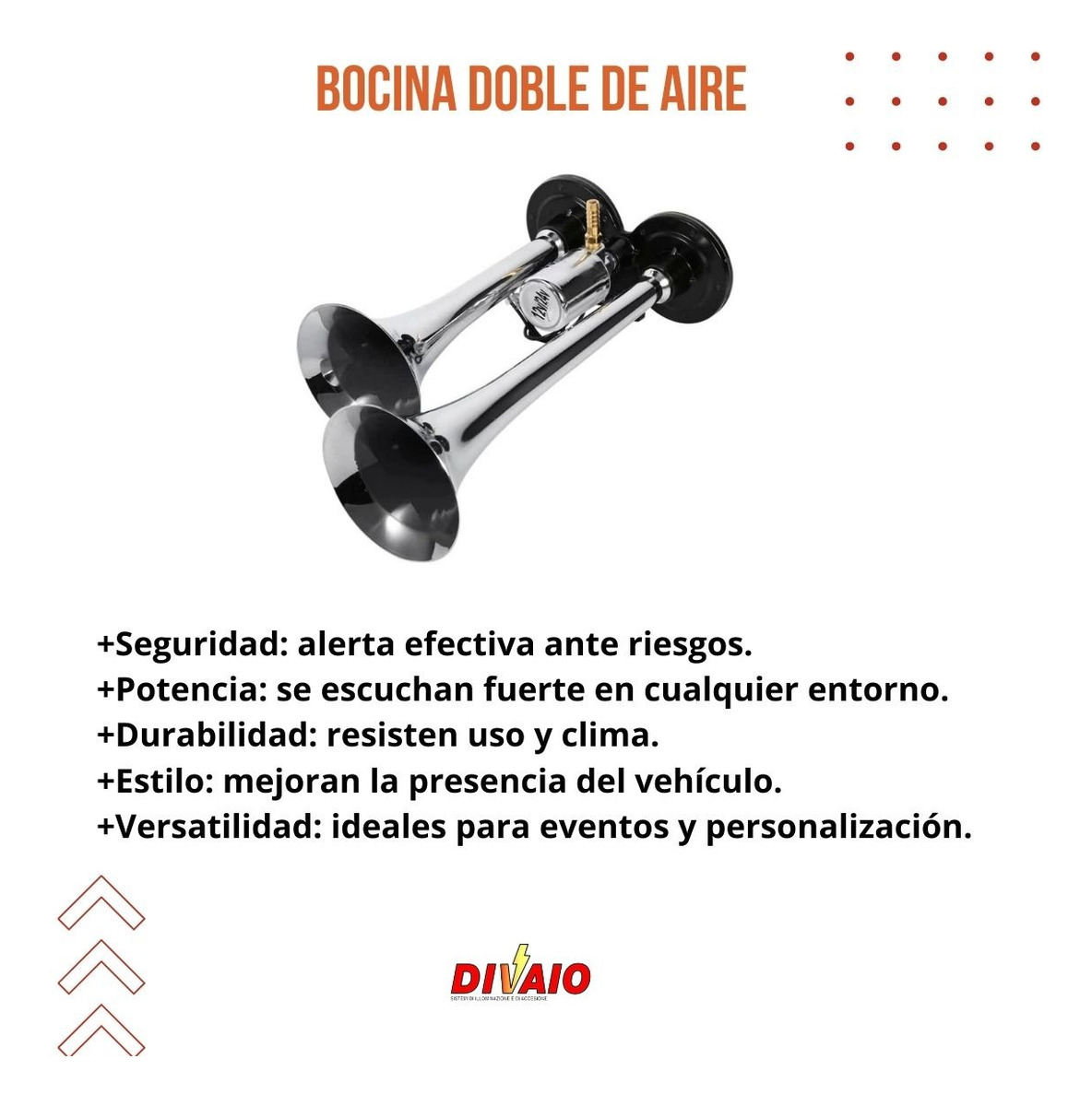 Bocina doble corneta aeroeléctrica cromada