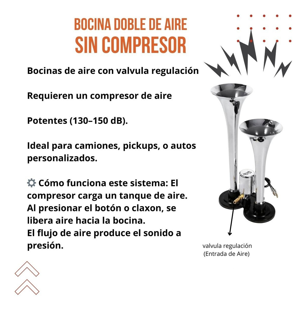 Bocina doble corneta aeroeléctrica cromada