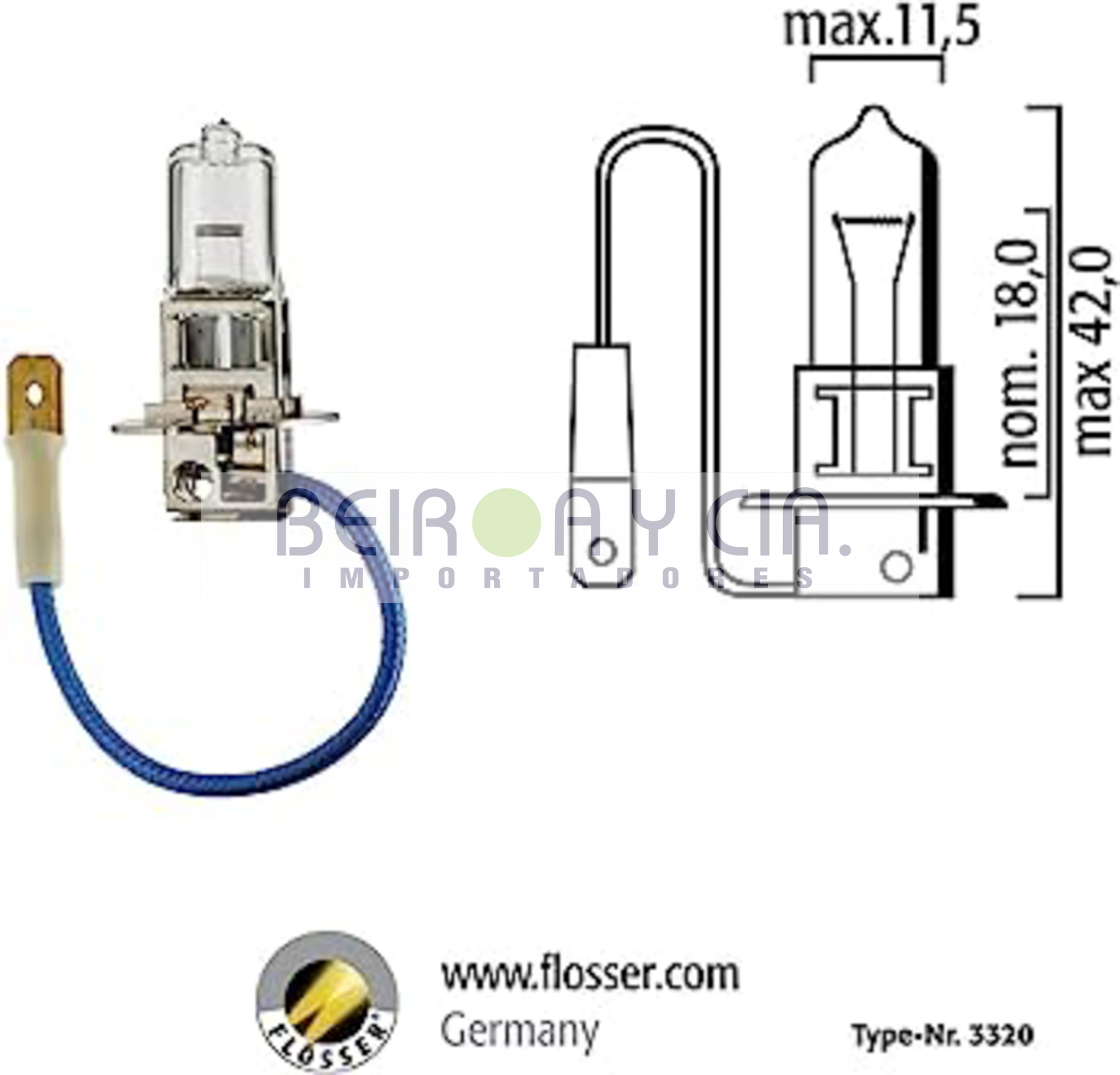 LAMPARA FLOSSER H3 12V 55W PK22S 50340