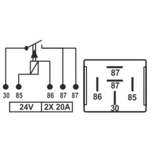 RELAY TRA 214000 UNIV. 24V 40 AMP. 5 TERMINALES