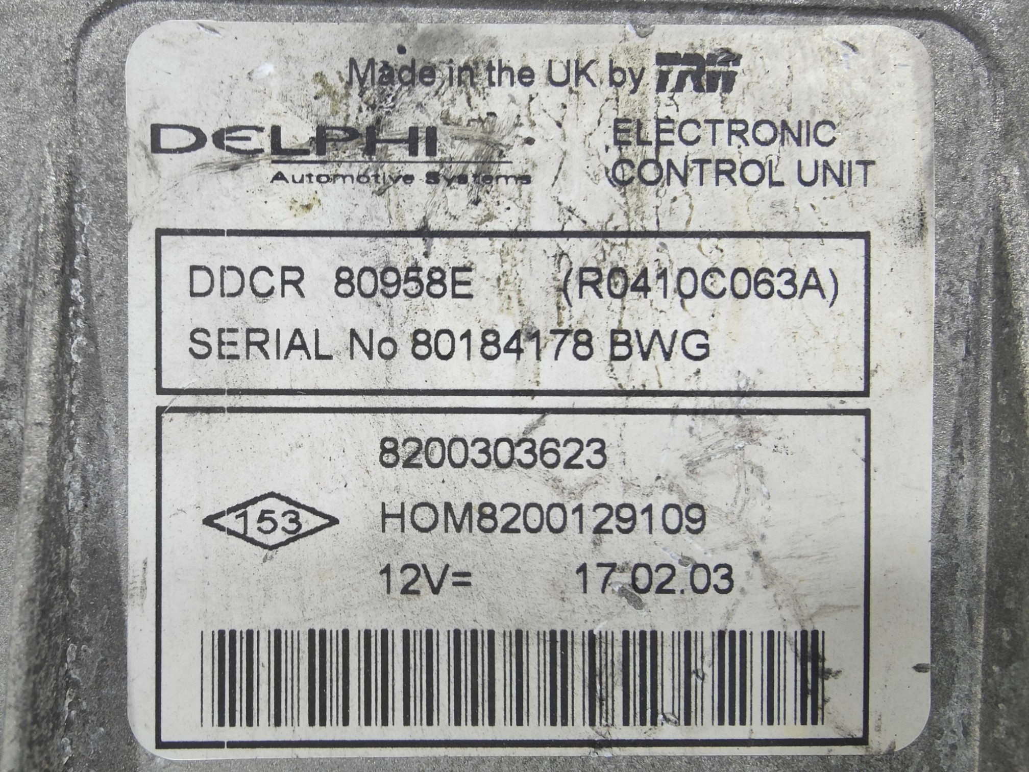 ECU de motor Renault CLIO KANGOO 1.5 DCI , Ref: 8345-K3A7