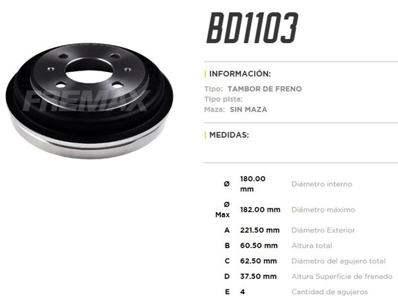 CAMPANA FRENO TRAS VENT HYUNDAI ATOS 1.0 98-09