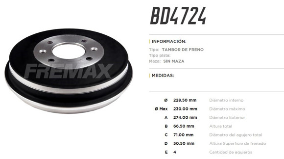 CAMPANA DE FRENO CITROEN BERLINGO/ PEUGEOT PARTNER/306SW 406