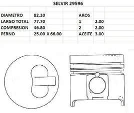 Juego de pistones de motor 1.9D DW8 STD 82.20mm