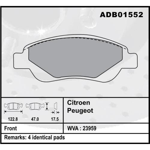 JGO. PASTILLAS FRENO PEUGEOT CITROEN 107 ByD F0 JAC J2 GEELY CK1 CK2 PANDA LC FAW VITA CHANA(23959)