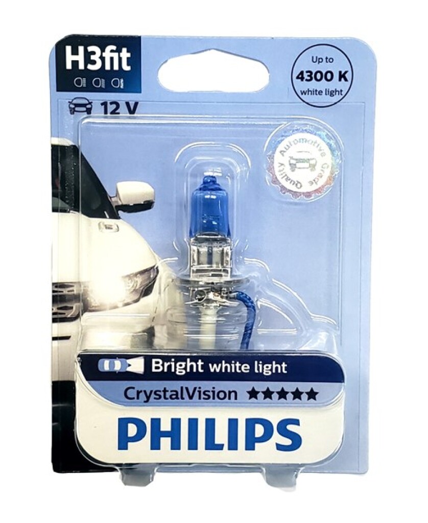 LAMPARA - HALOGENA 12V 55W H3 CRYSTAL VISION BLISTER X1 PHILIPS