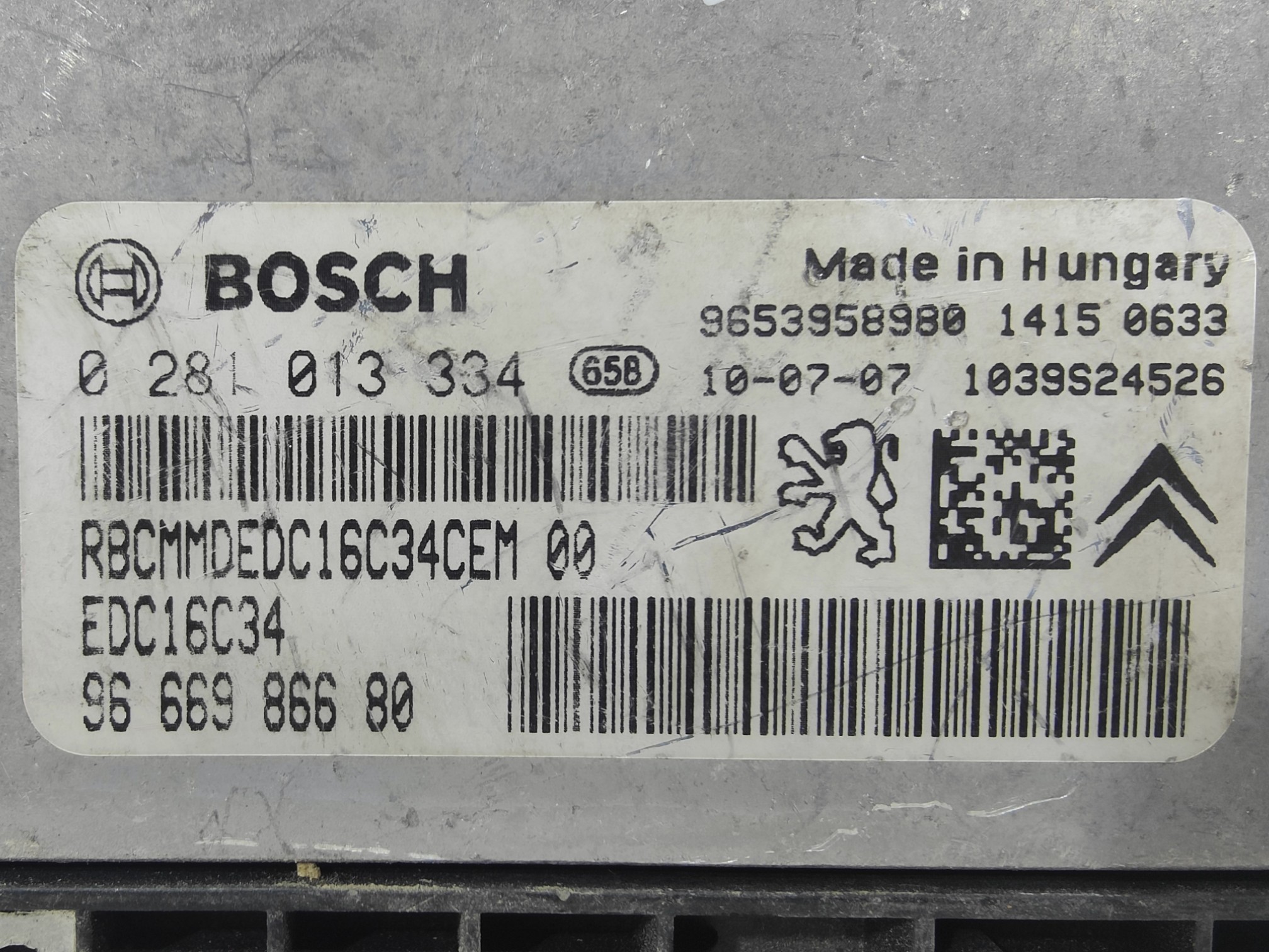 ECU de motor Peugeot Citroen 1.6 HDI 2010, Ref: 10999-K3B12