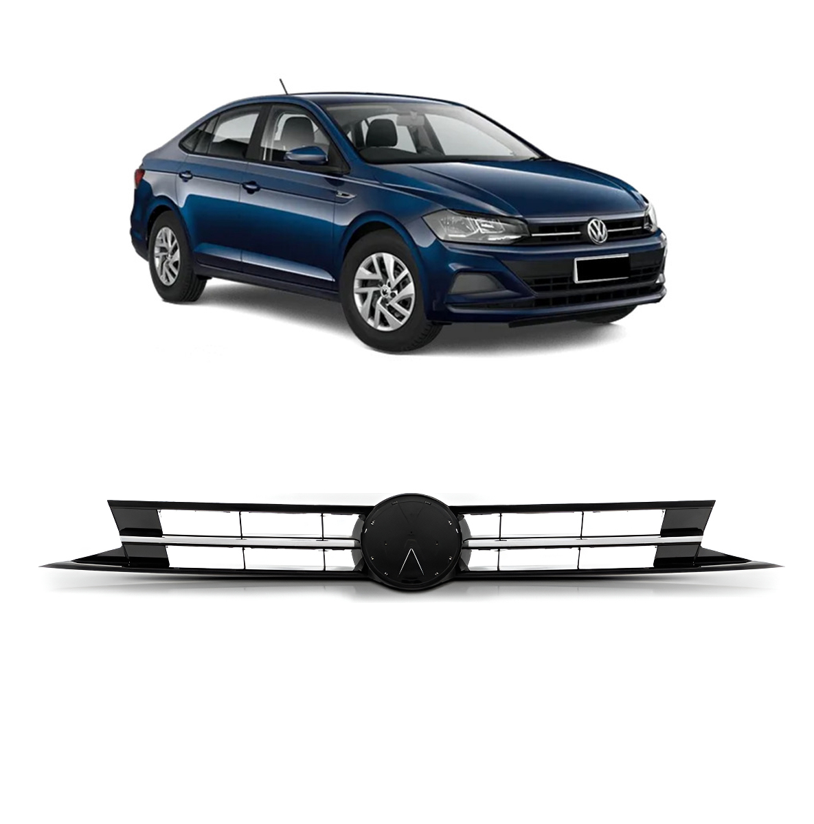 Careta Negra Con Moldura Cromada VW Virtus 2018 2023