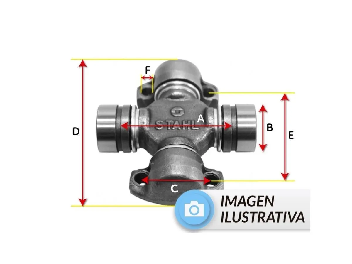 CRUCETA A:54.7mm B:25.4mm C:33.3mm D:79.2mm E:59.6mm F:5/16