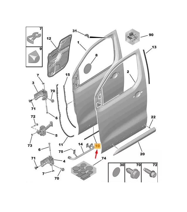 BURLETE PUERTA DELANTERA DERECHA PEUGEOT EXPERT 4 K0 [ORIGINAL PSA]
