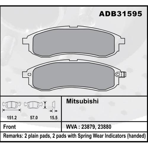 JGO. PASTILLAS FRENO MITSUBISHI L200 2004... AKEBONO COMLINE 151X56X15MM