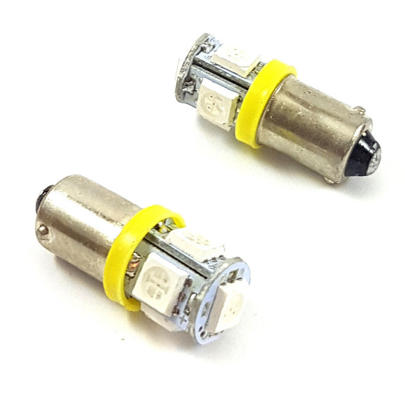 Lámpara LED con base BA9S, 5 LEDs tipo 5050, color ámbar