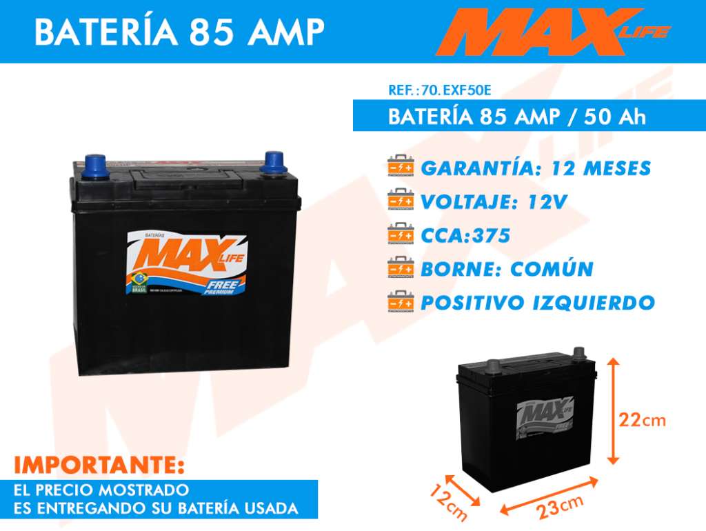 BATERIA MAX 50/85 230X120X220 IZQ