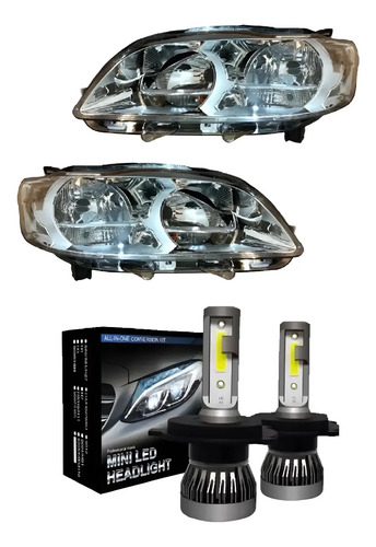 Kit Semiopticas Peugeot 301 Con Led H1 Corta Larga