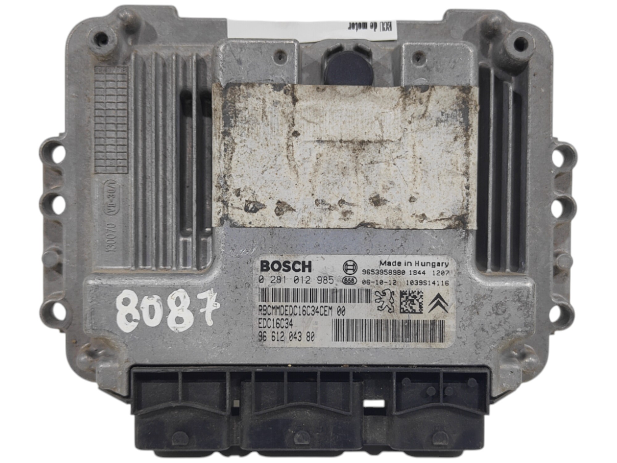 ECU de motor Citroen C4 1.6 HDI , Ref: 8087-K3A6