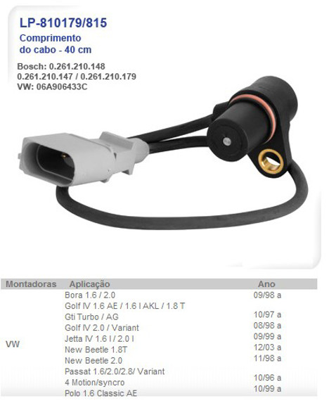 SENSOR DE ROTACION VW BORA 1.6/2.0/GOLF 4 1.6/1.8/2.0/POLO