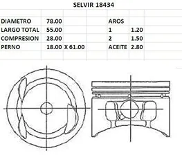 PISTONES  78mm SUBARU J12  STD TIK