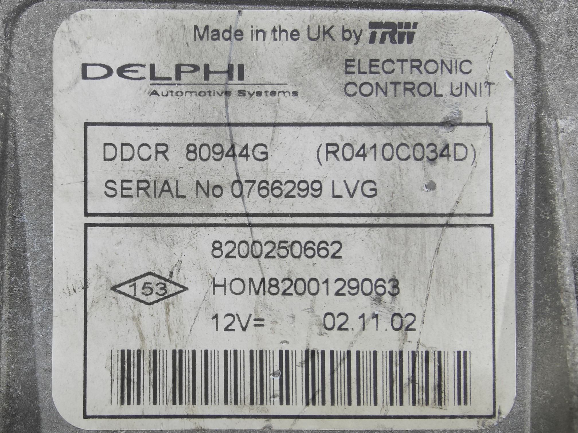 ECU de motor Renault CLIO II 1.5 DCI 65HP , Ref: 8274-K3C11