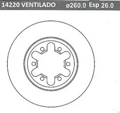 Disco de freno delantero de 260 mm de diámetro con 81 mm de diámetro interno