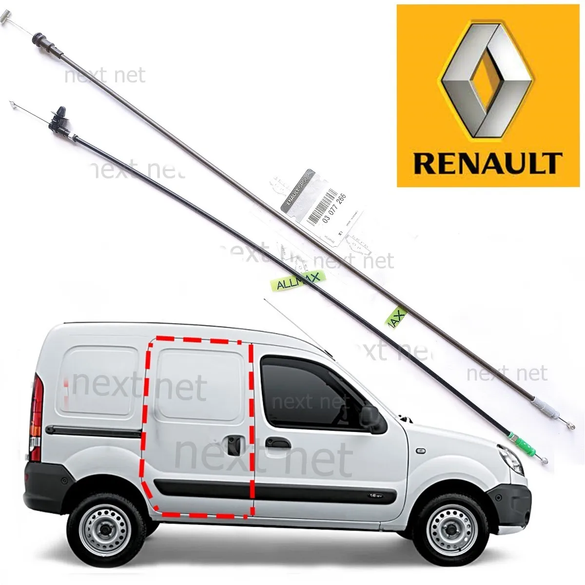 2 Espía Acceso Corredera Puertas Laterales Furgoneta Renault Kangoo