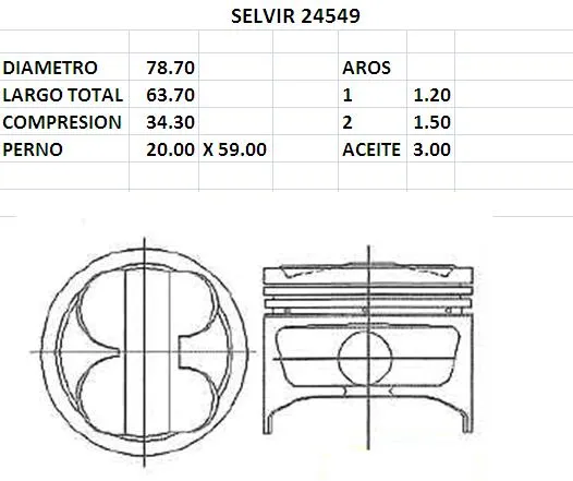 PISTONES  78.70mm LIFAN 1.3-1.5  STD TIK