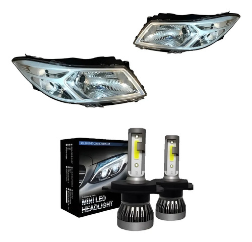 Kit Semiopticas Chevrolet Onix Led H4 Corta Larga