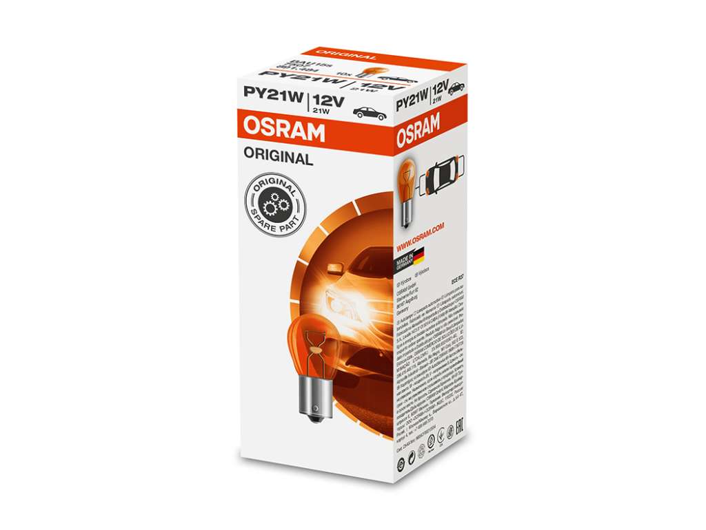 Lámpara incandescente 12V 21W un polo BA15S ámbar