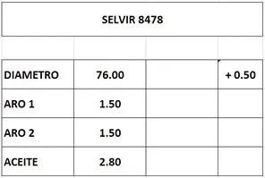 Aros de pistón de 76.0mm, sobremedida 0.50