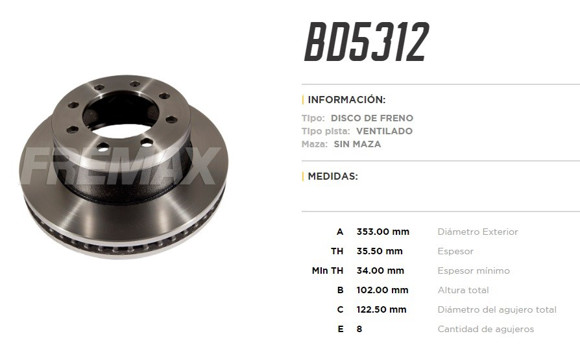 DISCO DE FRENO DODGE RAM 2500/3500 4X2 4X4 2003