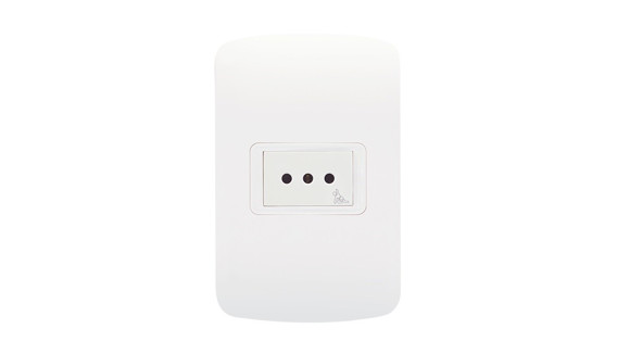 CONJUNTO PLAQUETA/TOMA 3 EN LINEA C/SEG BLANCO