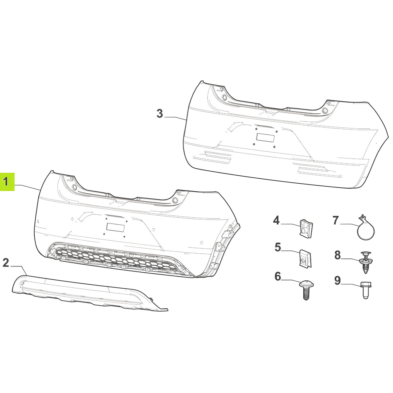 PARAGOLPE TRAS. PRIMER S/AGUJ. SENSOR -ORIGINAL