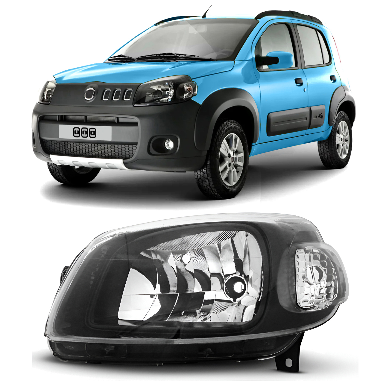 Semioptica Izquierda Fondo Negro Fiat Uno Evo Base 2010  2014