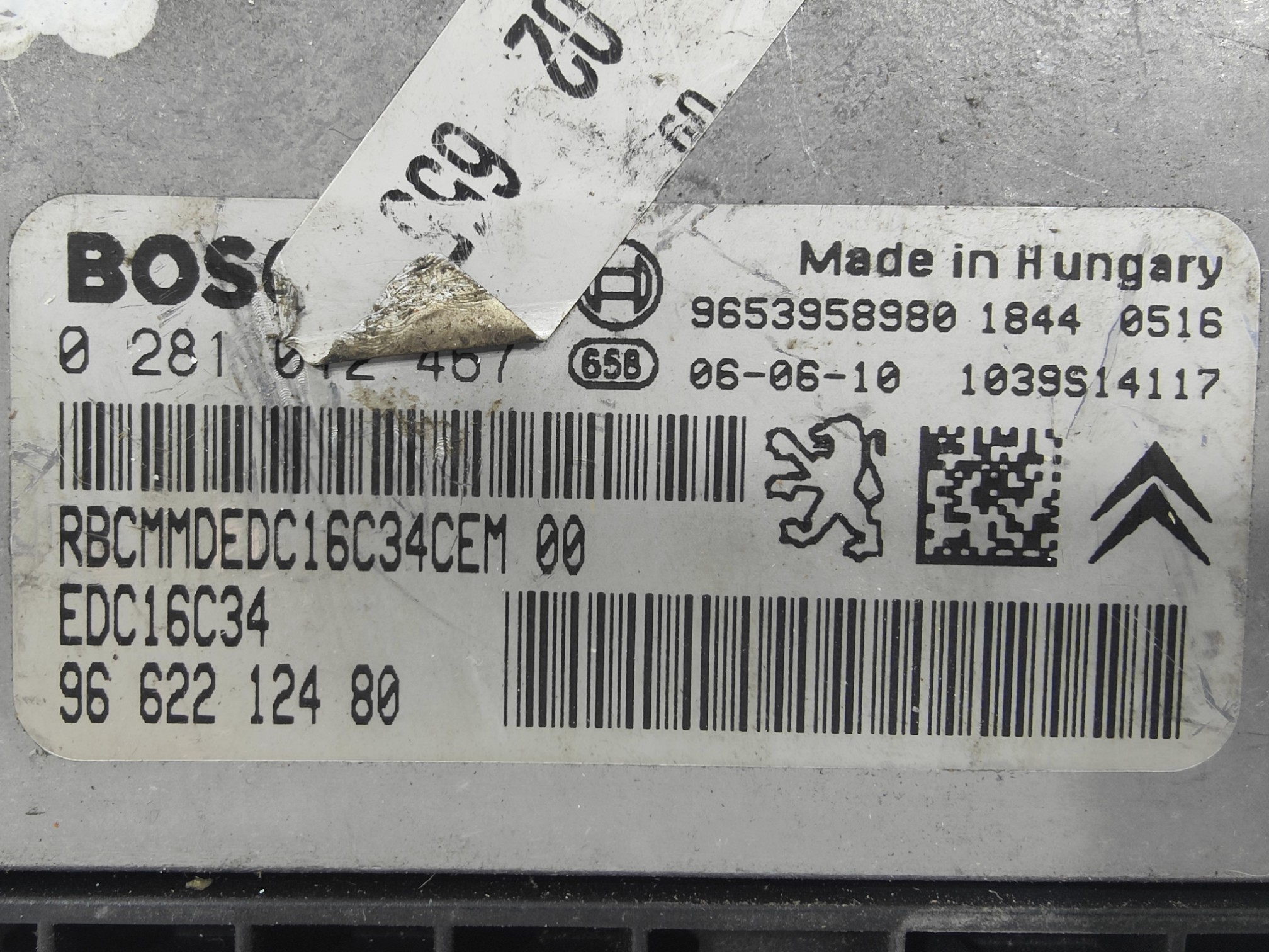 ECU de motor Peugeot 207 1.6 HDI 2006, Ref: 10956-K3B9