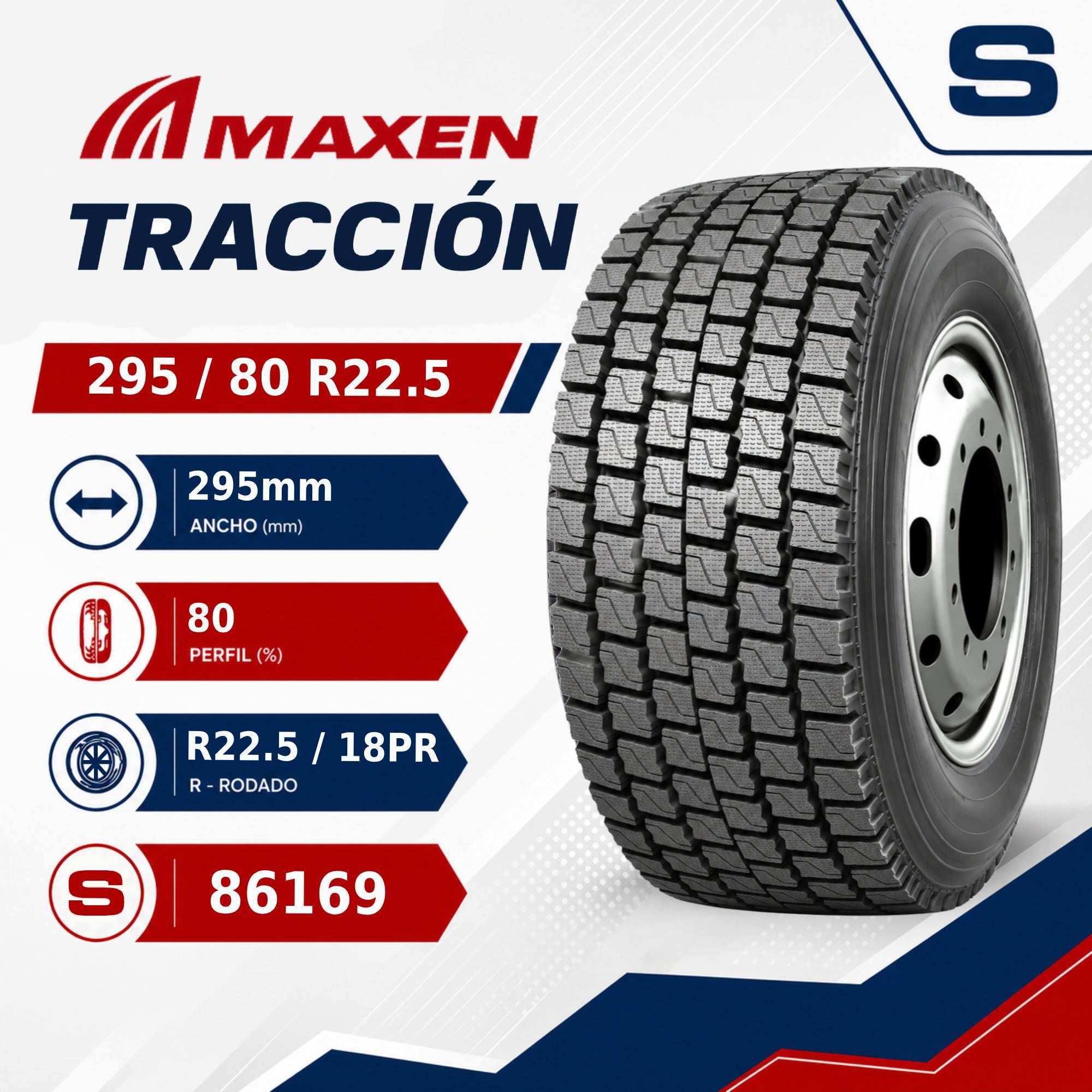 NEUMATICO 295/80 R22.5 18PR TRACCION MAXEN S839