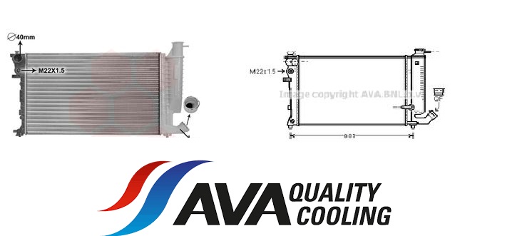 RADIADOR AGUA MOTOR BERLINGO PARTNER NAFTA 1.4 CON DEPOSITO CUELLO CORTO Y SEGURO DE ALAMBRE [AVA COOLING]