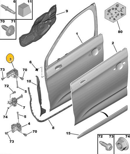 BISAGRA PUERTA DELANTERA IZQUIERDA CITROEN C4 II 2012 EN ADELANTE SUPERIOR [ORIGINAL PSA]