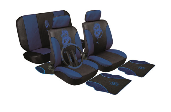 KIT JUEGO FUNDAS CUBRE ASIENTO + ALFOMBRAS + CUBRE VOLANTE