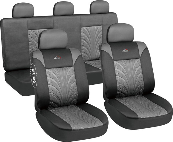 JUEGO DE FUNDAS CUBRE ASIENTO COLOR NEGRO Y GRIS