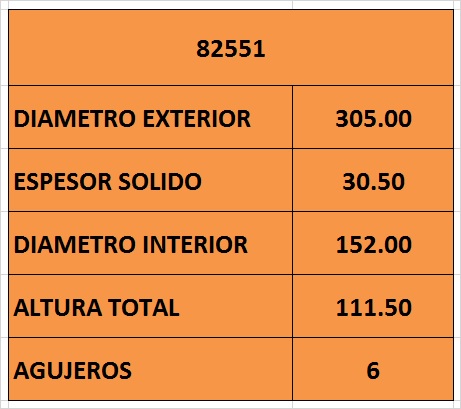 DISCO FRENO 305mm 6 AGU DEL VW DELIVERY 5140 BRASI