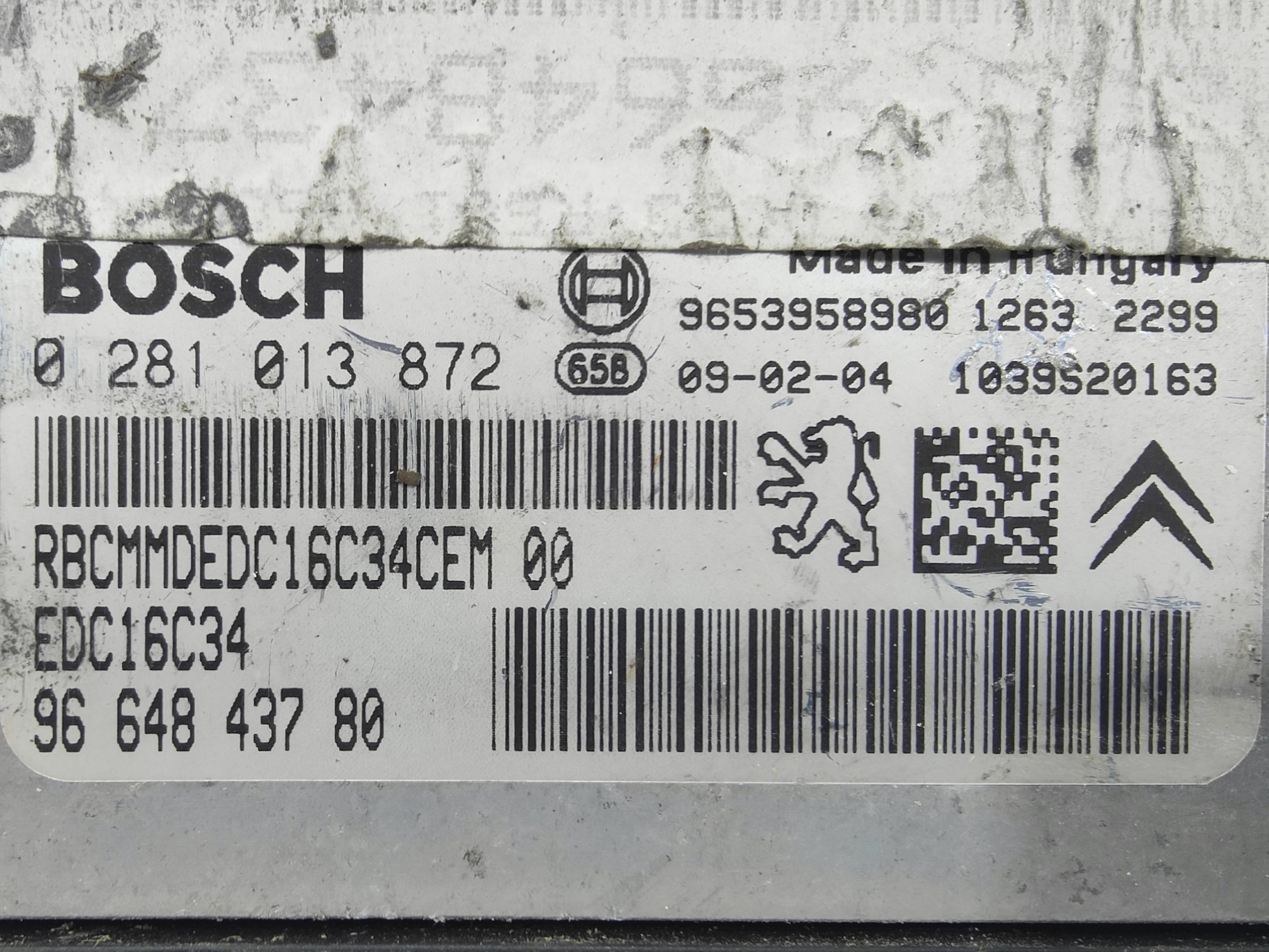 ECU de motor Peugeot Citroen 1.6 HDI 2009, Ref: 10965-K3B9
