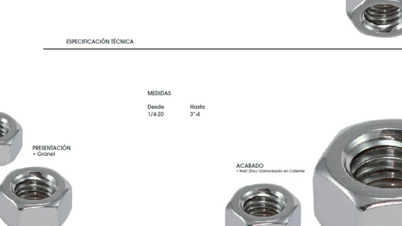 TUERCA HEX G2 UNC 1/2 NATURAL