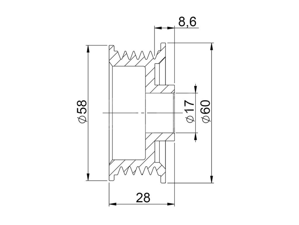 POLEA ALTERNADOR FI UNO/PALIO/SIENA 1.0/1.3/1.4 02/.. 5PK BOSCH