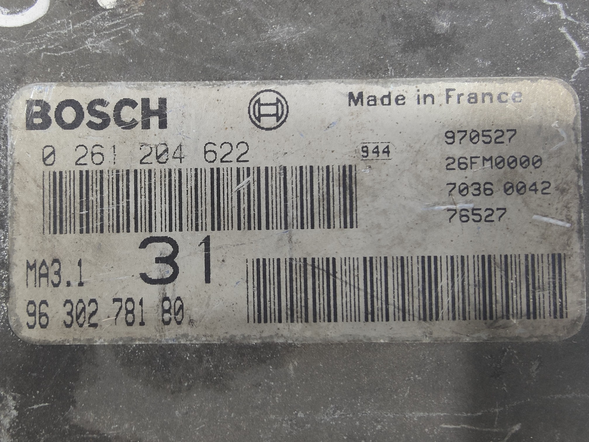 ECU de motor Peugeot Citroen 1.1i , Ref: 8189-K3B5