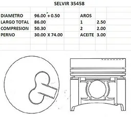 PISTONES 96mm NISSAN TD27 0.50 (NEW)