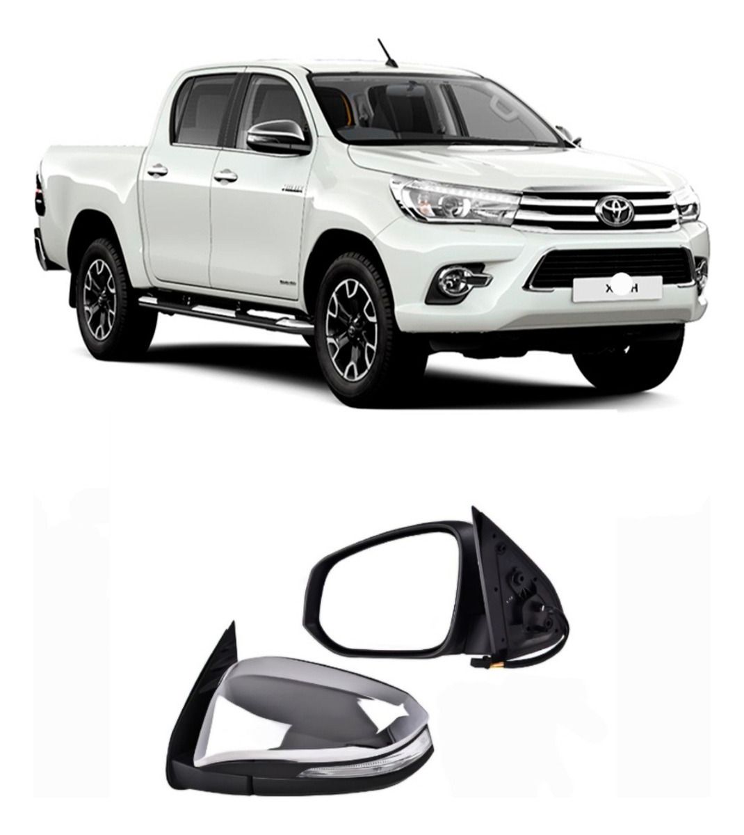 Espejo Toyota Hilux 2016 2023 Izquierdo Cromado Luz