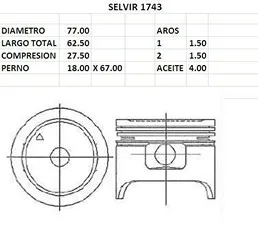 PISTONES  77mm HONDA ACCORD 81  STD
