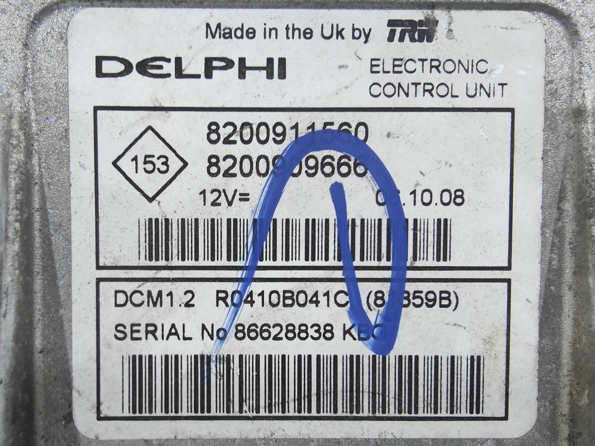 ECU de motor Renault KANGOO 1.5 DCI , Ref: 10866-K3B3
