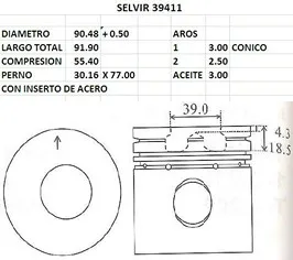PISTONES 90.48mm MAXION 2.5 TD 0.50 (SET DE 4)
